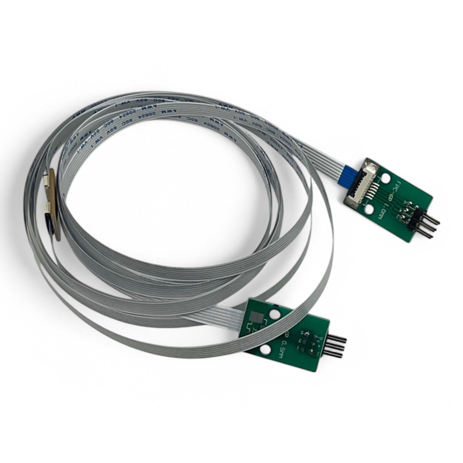 A ribbon cable kit, consisting of a gray cable with connectors at both ends, designed for use with MIRA laser systems.