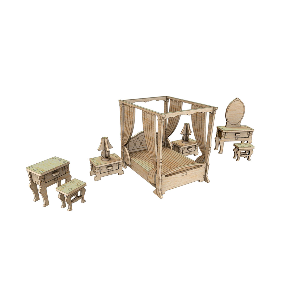 Dollhouse Bedroom Furniture Set Aeon Laser USA